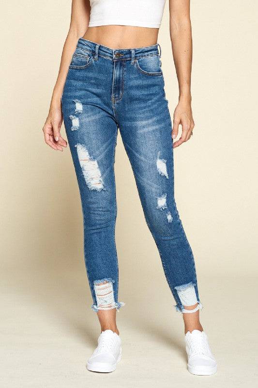 Raw Ripped Medium Wash Jeans - Marie Lashaays 