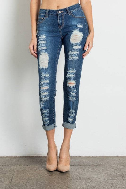 Medium Wash Ripped Premium Jeans - Marie Lashaays 