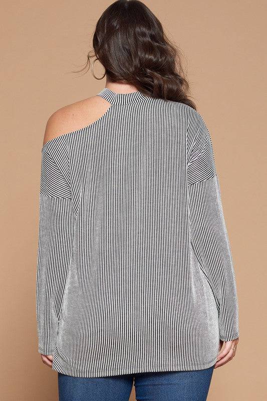 Plus Size Striped Knit Top - Marie Lashaays 