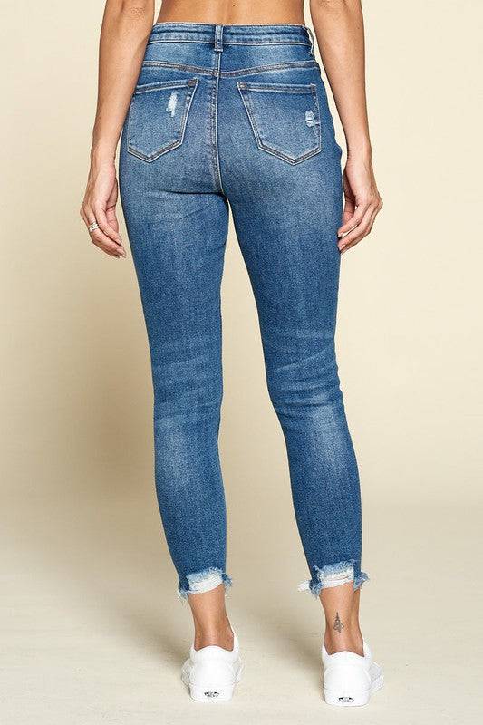 Raw Ripped Medium Wash Jeans - Marie Lashaays 