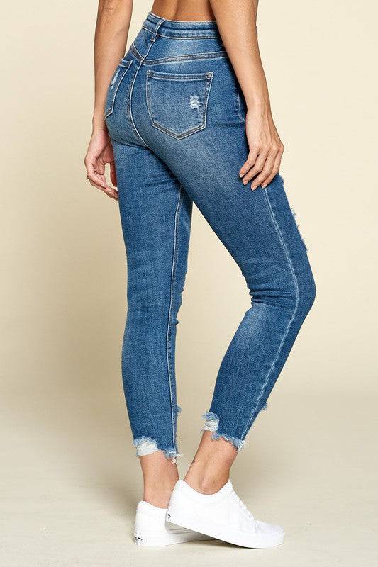 Raw Ripped Medium Wash Jeans - Marie Lashaays 