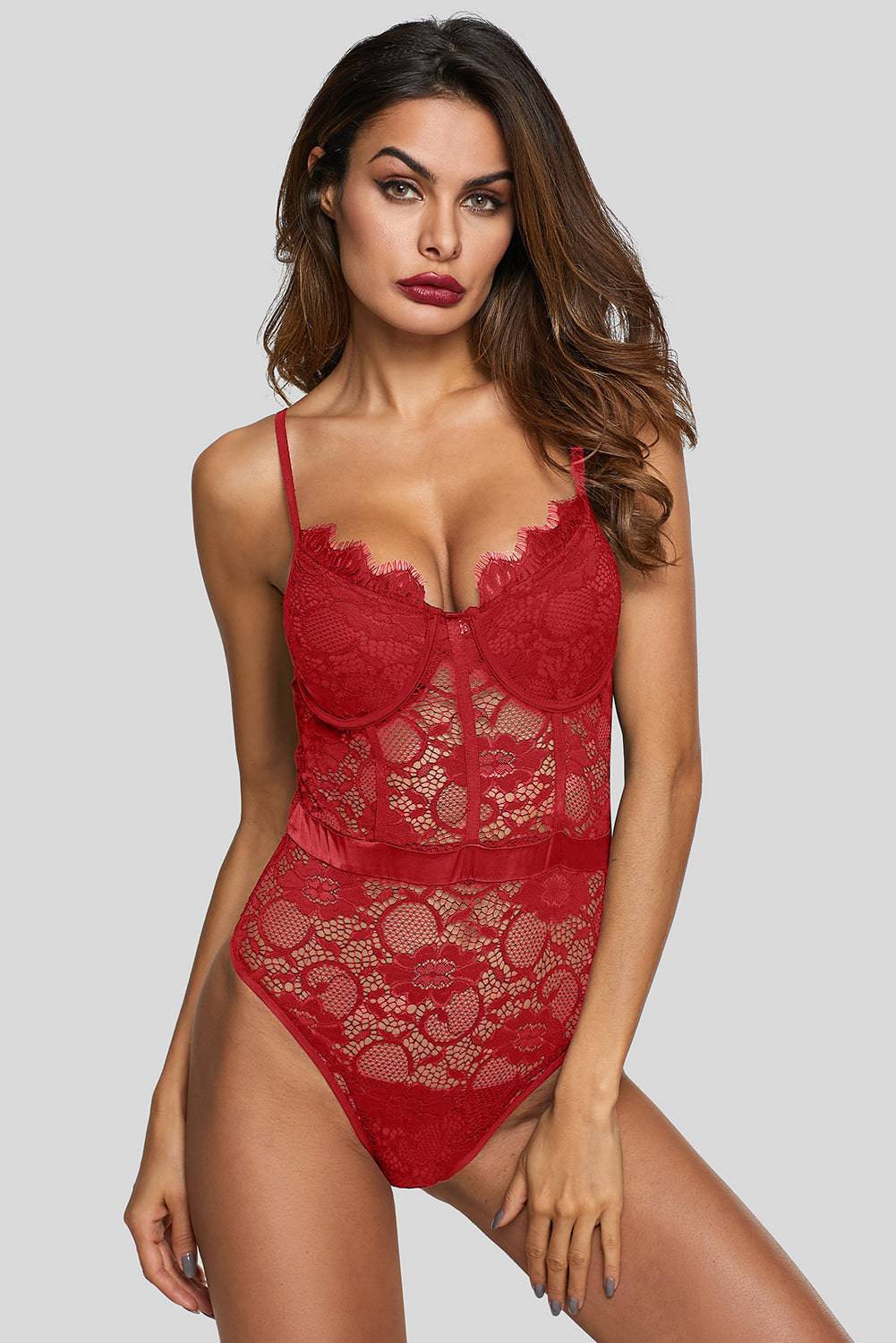 Lace Panelled Bodysuit - Marie Lashaays 