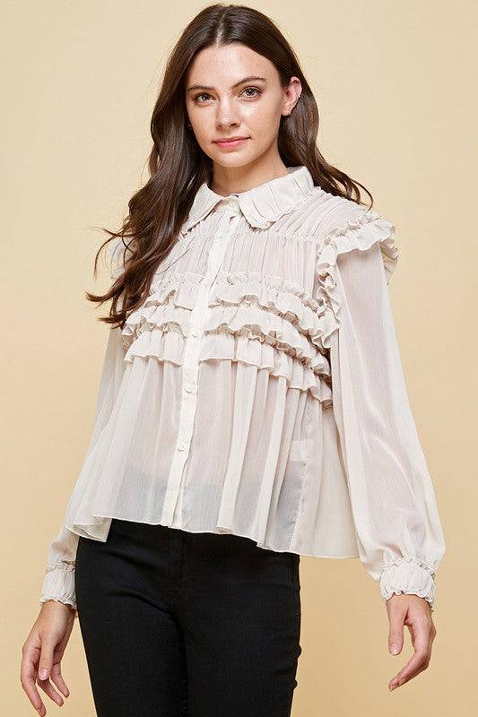 Ruffled Chiffon Blouse - Marie Lashaays 