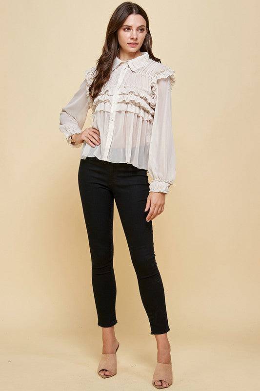 Ruffled Chiffon Blouse - Marie Lashaays 