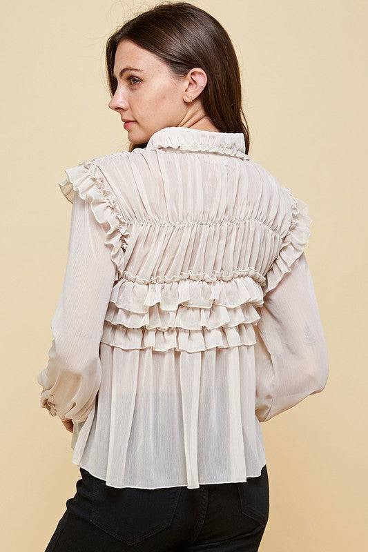 Ruffled Chiffon Blouse - Marie Lashaays 