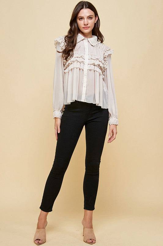 Ruffled Chiffon Blouse - Marie Lashaays 