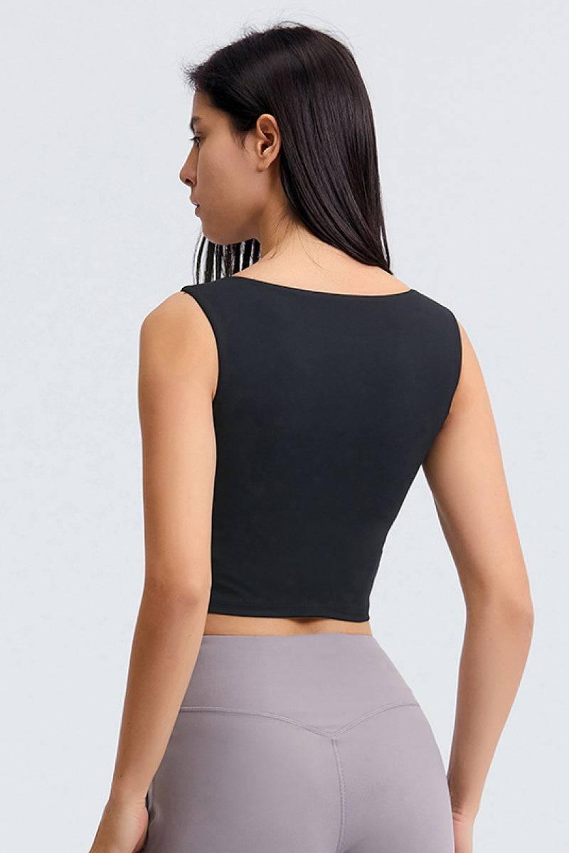 Sleeveless Keyhole Cropped Active Top - Marie Lashaays 