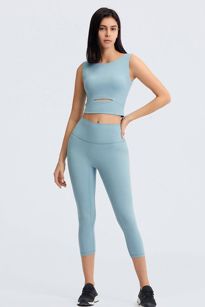 Sleeveless Keyhole Cropped Active Top - Marie Lashaays 