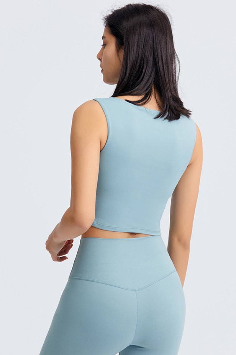 Sleeveless Keyhole Cropped Active Top - Marie Lashaays 