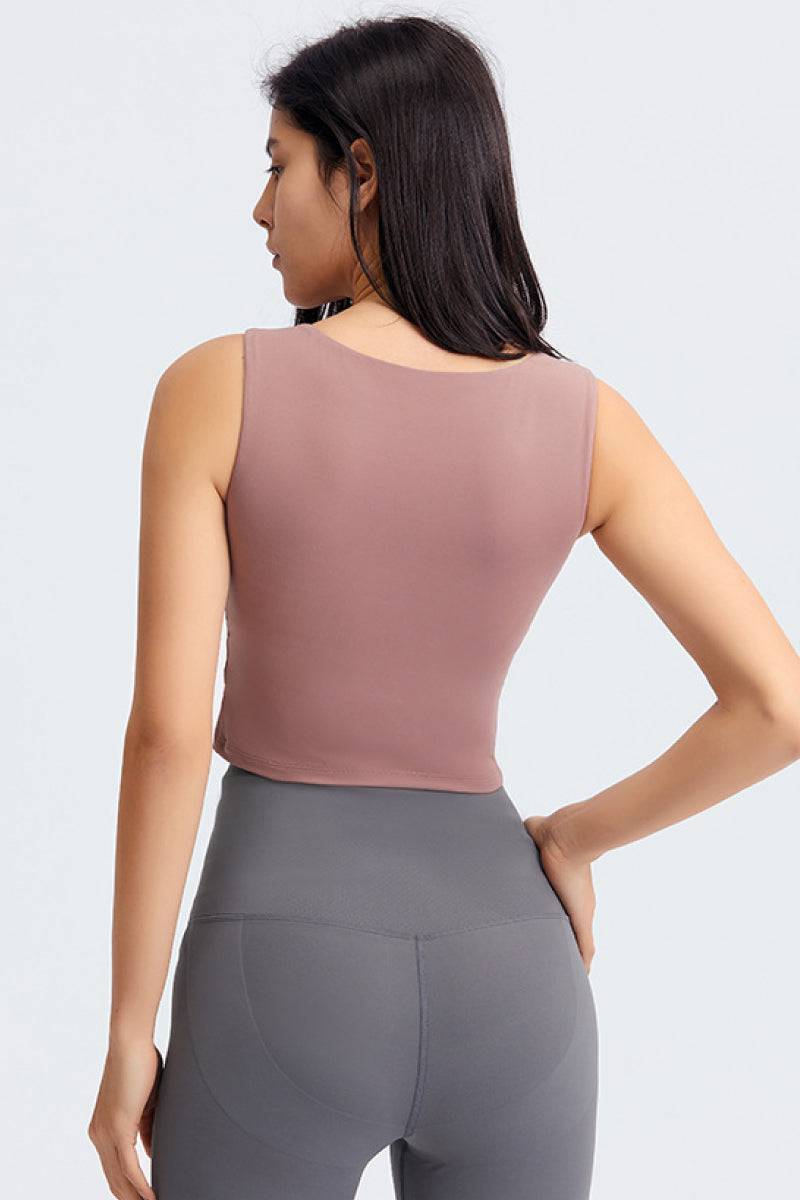 Sleeveless Keyhole Cropped Active Top - Marie Lashaays 