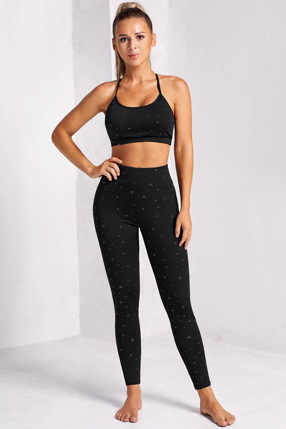 Star Print Sports Bra and Leggings Set - Marie Lashaays 