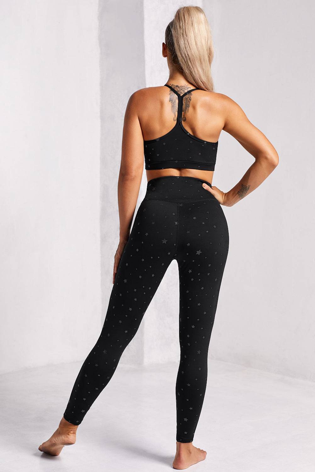 Star Print Sports Bra and Leggings Set - Marie Lashaays 