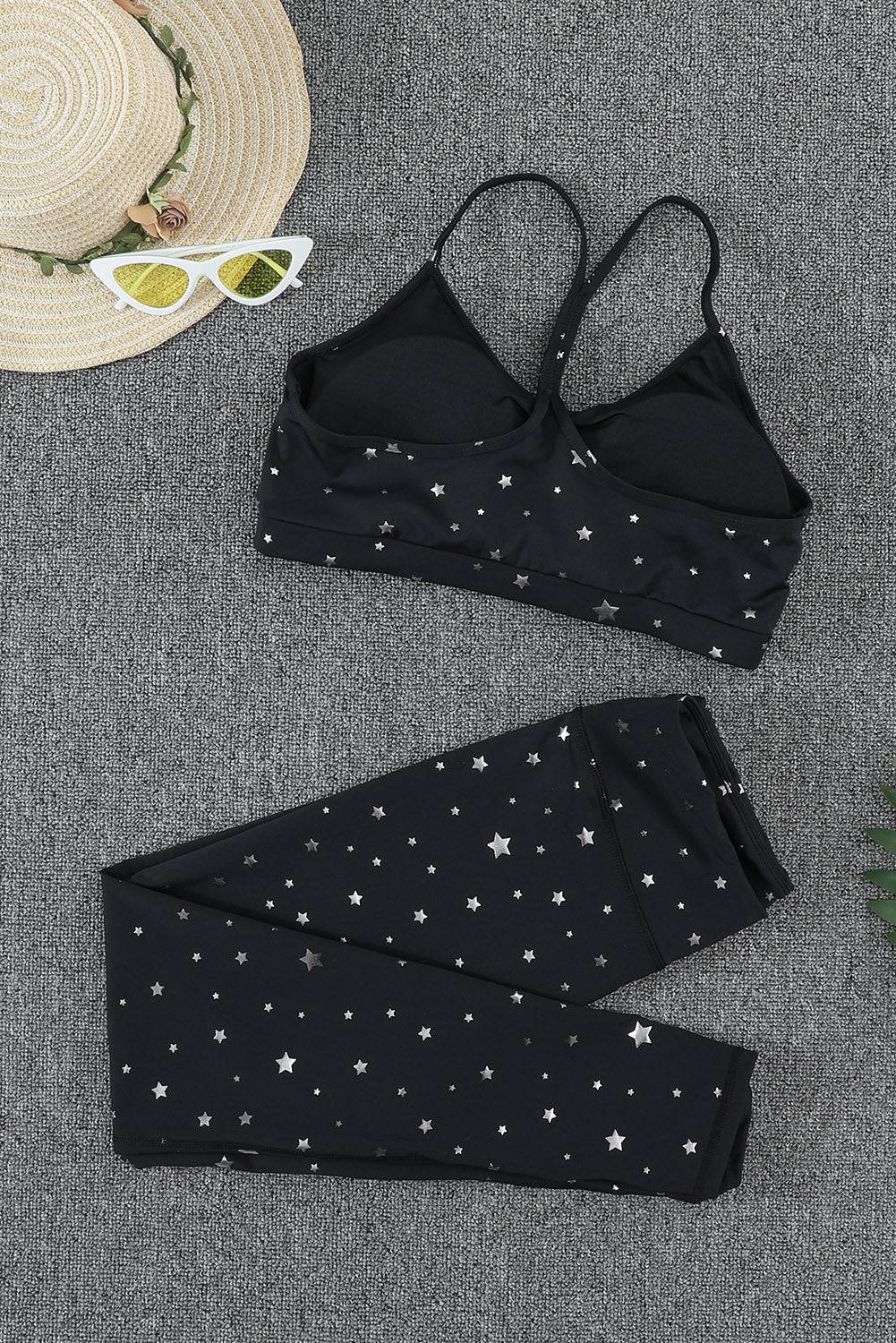 Star Print Sports Bra and Leggings Set - Marie Lashaays 