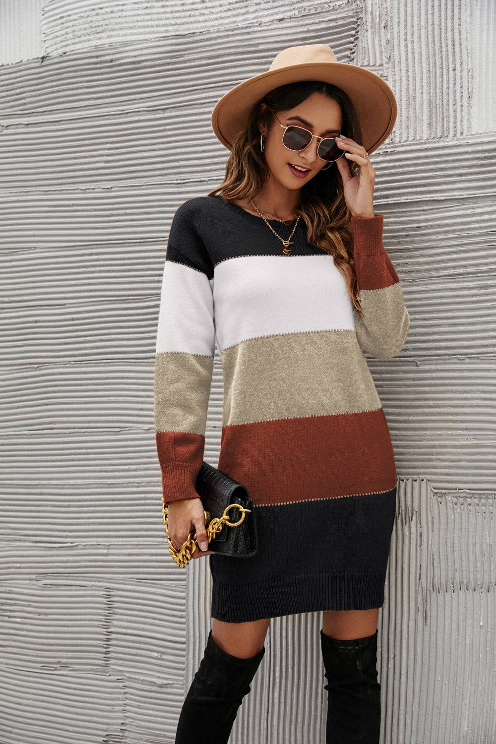 Striped Sweater Dress - Marie Lashaays 