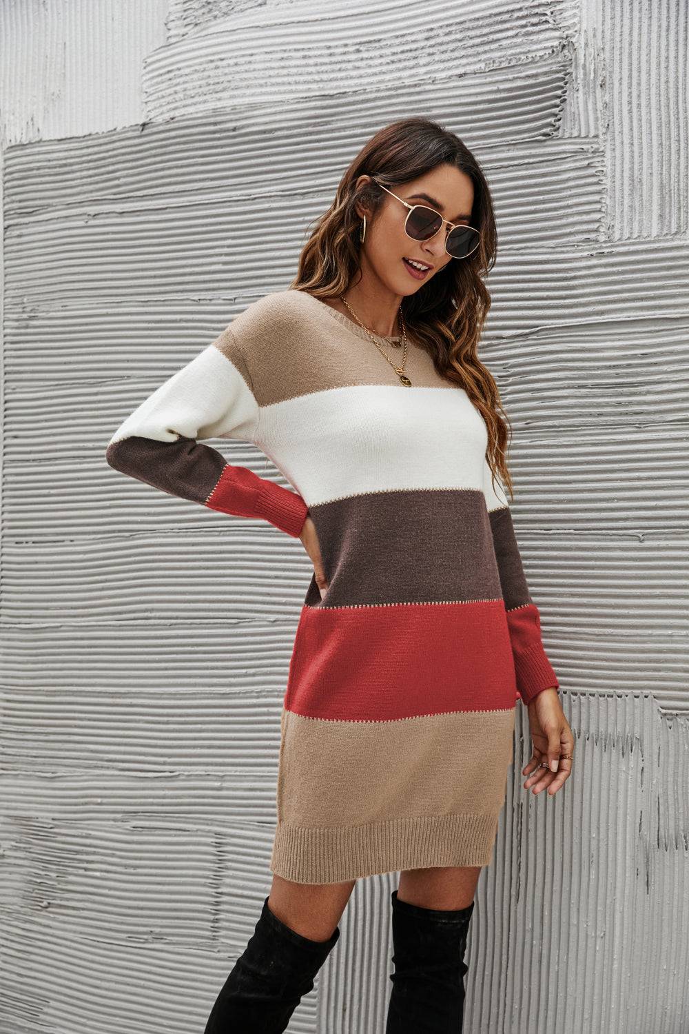 Striped Sweater Dress - Marie Lashaays 