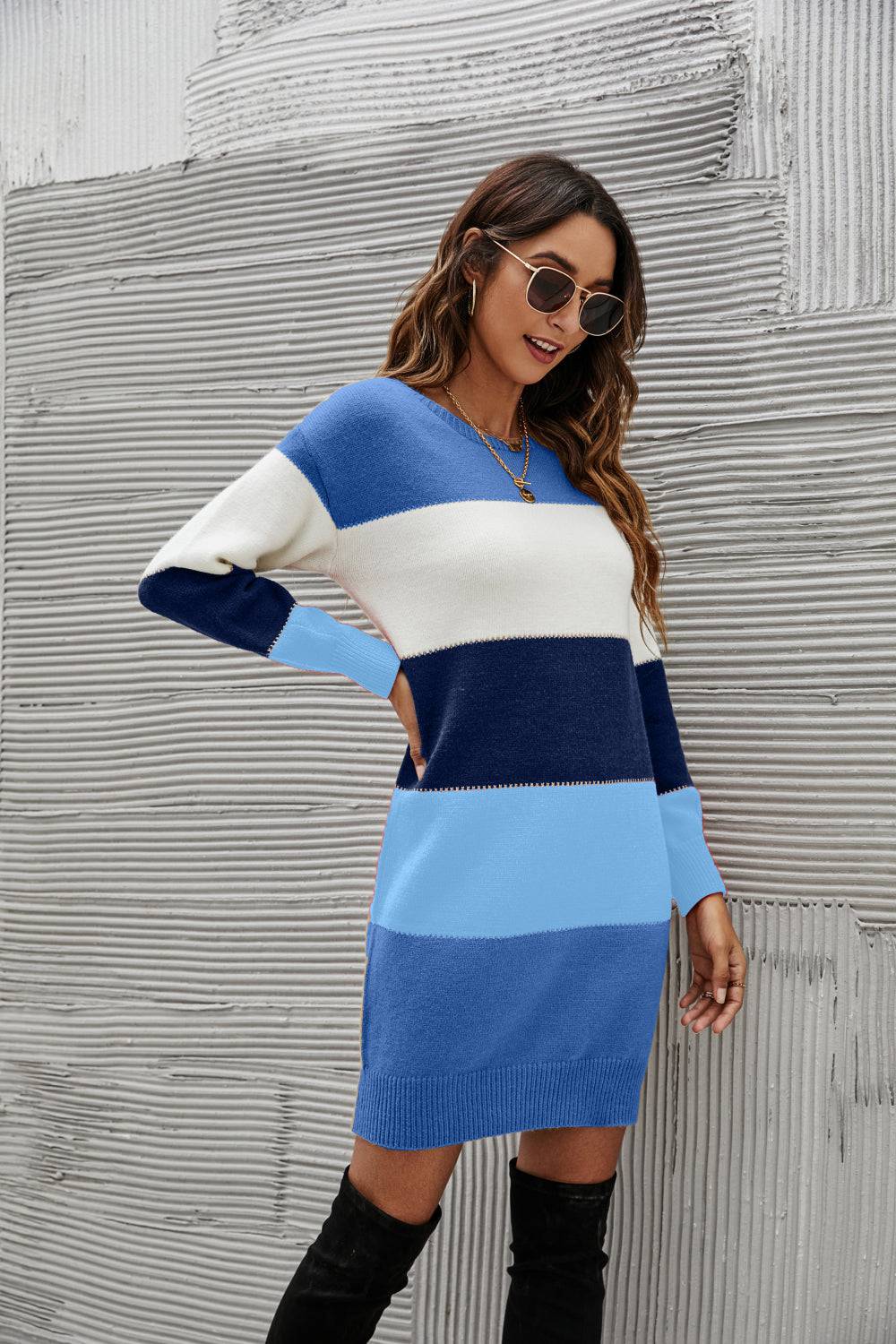 Striped Sweater Dress - Marie Lashaays 