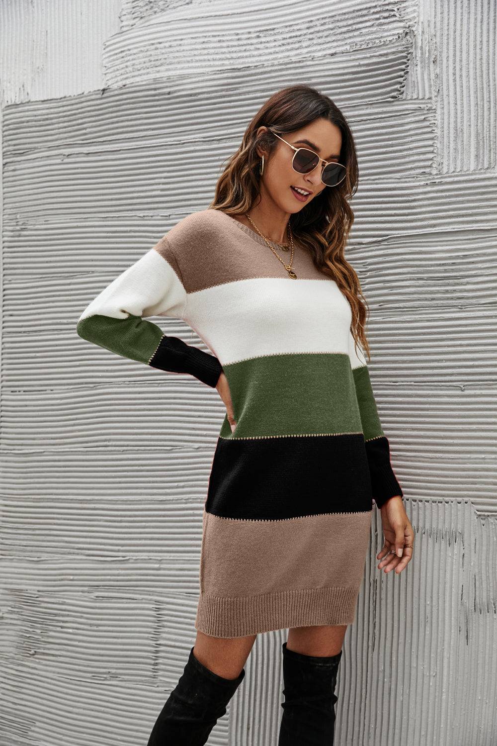 Striped Sweater Dress - Marie Lashaays 