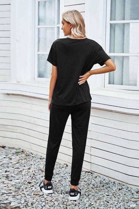 T-Shirt and Joggers Lounge Set - Marie Lashaays 