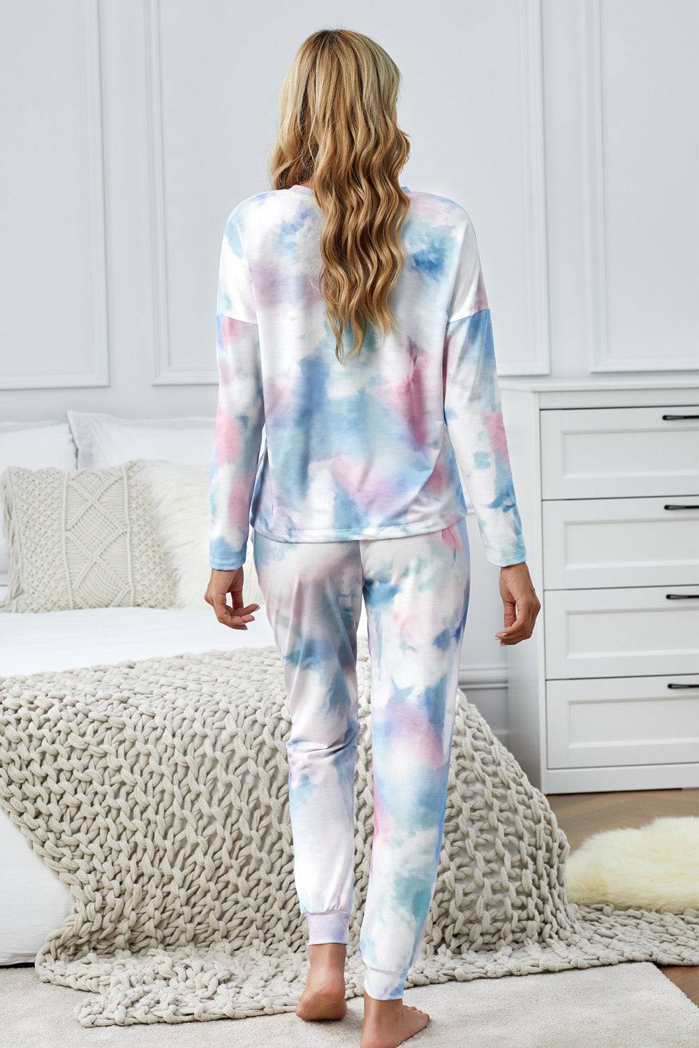 Tie Dye Knit Long Sleeve Joggers Set - Marie Lashaays 