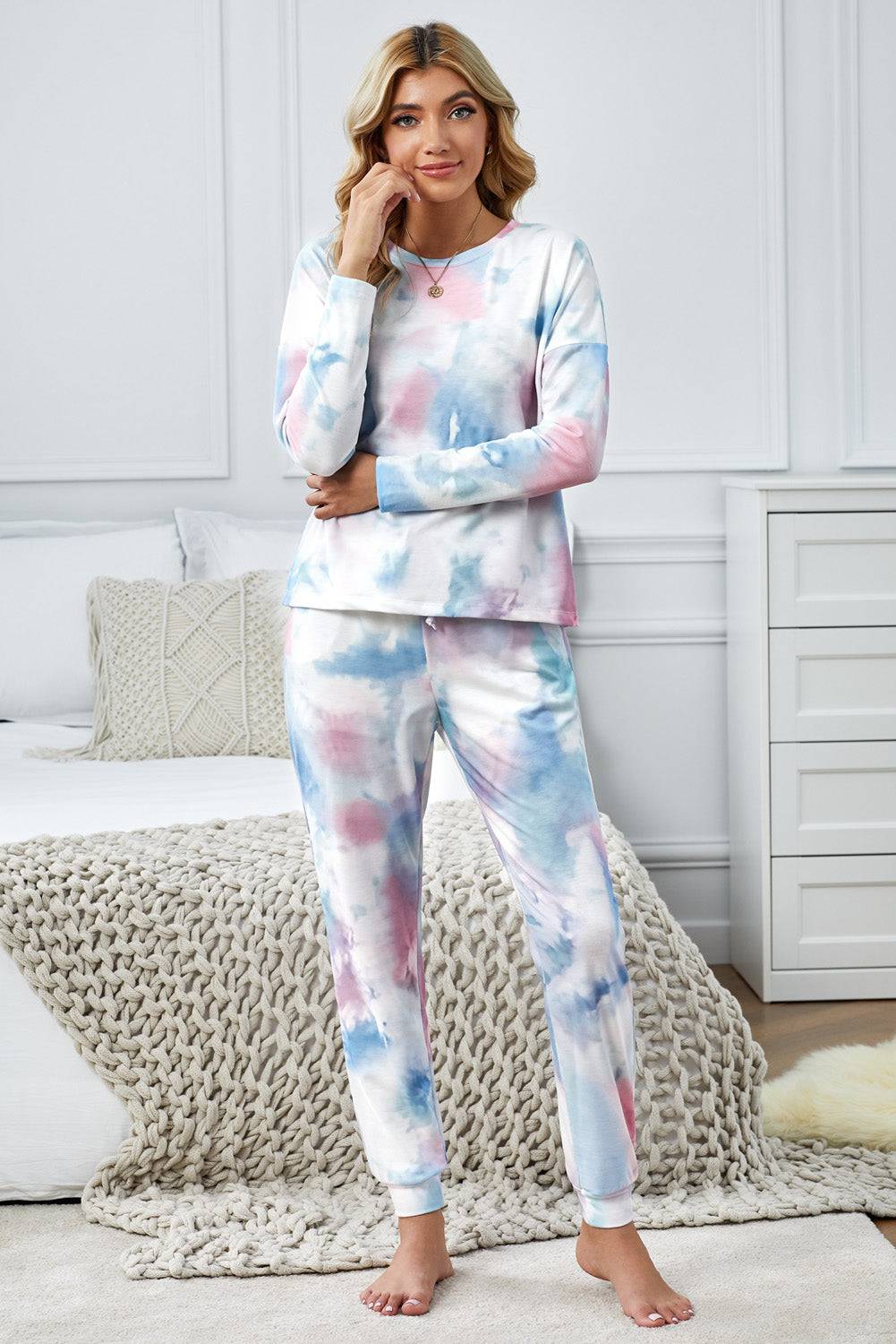 Tie Dye Knit Long Sleeve Joggers Set - Marie Lashaays 